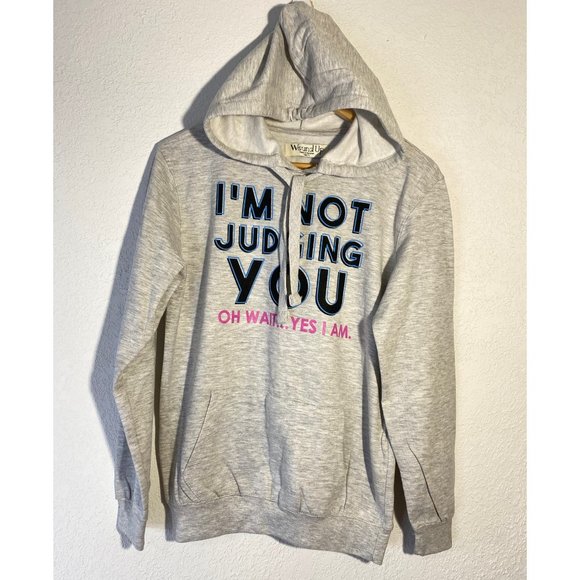 Wound Up Tops - Wound Up Juniors Long Sleeve Graphic Hoodie Gray Womens Size XS NWT